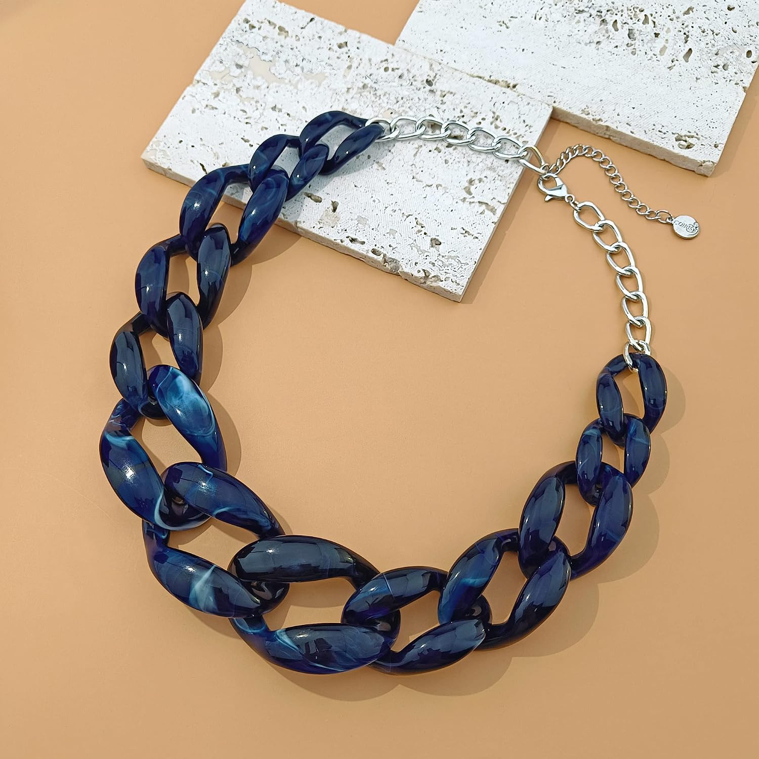 Coiris Statement Chunky Acrylic Chain Link Choker Necklace Fashion Women Collar Necklaces Acrylic Resin Chain Necklace