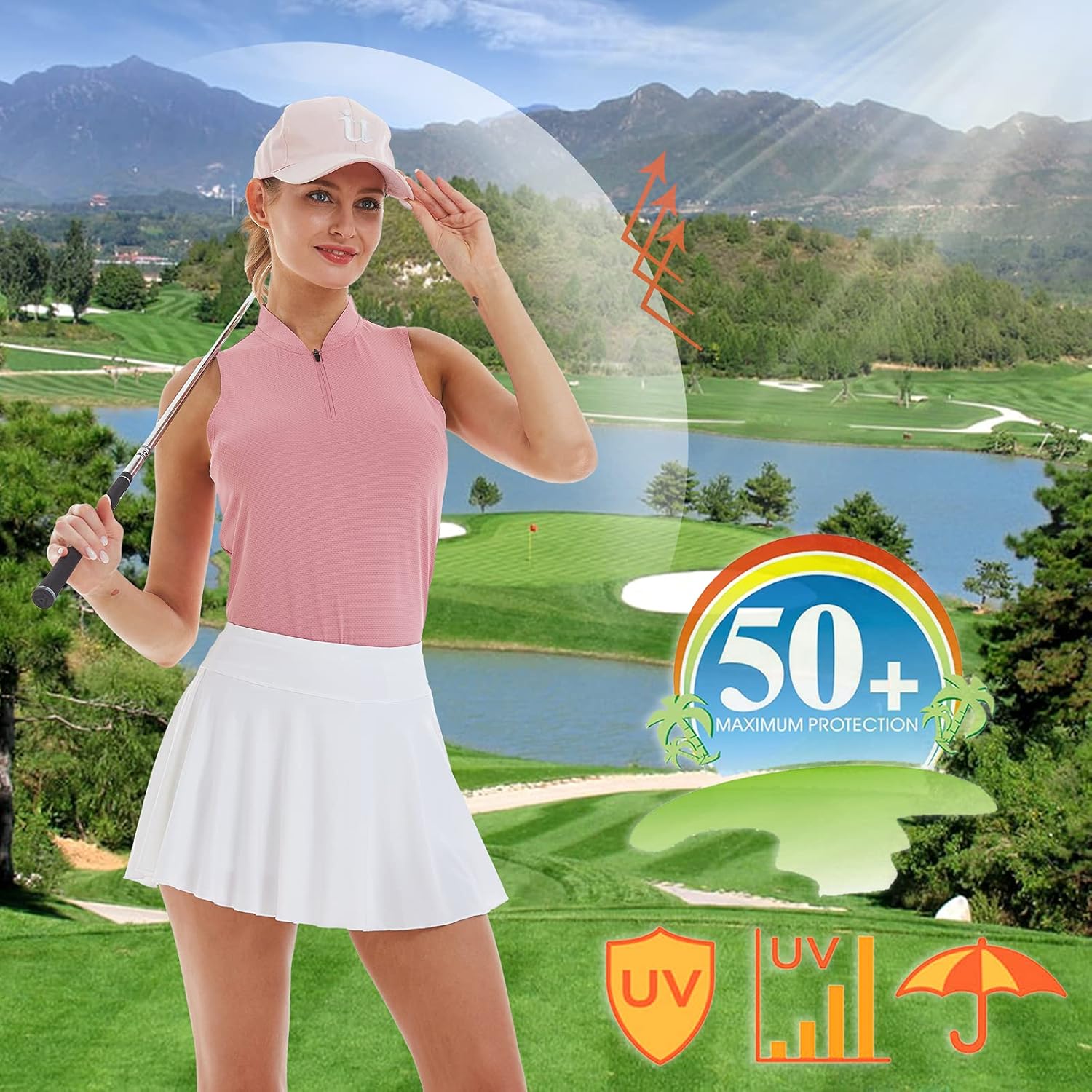 LastFor1 Women's Golf Polo Sleeveless Shirt Zip-Up UPF 50+ UV Protection Athletic Tops Slim Fit Quick Dry Lightweight - Image 4