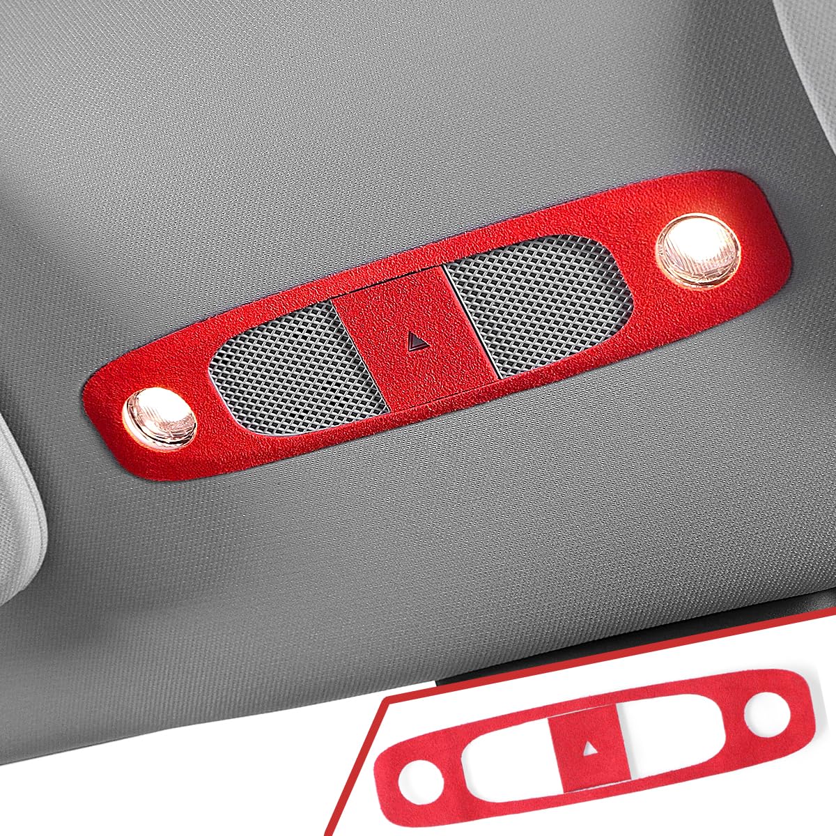 Red Italian Suede Interior Trim Front Dome Light Frame Sticker Cover Decoration Styling Moulding Accessories for Alcantara Tesla Model Y 2020-2024 Model 3 2017-2023