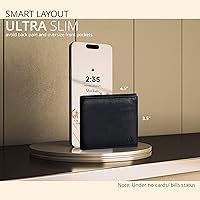 Vista 41 de Carteras RFID delgadas para hombres - Cartera de bolsillo frontal de piel genuina Marrón vintage