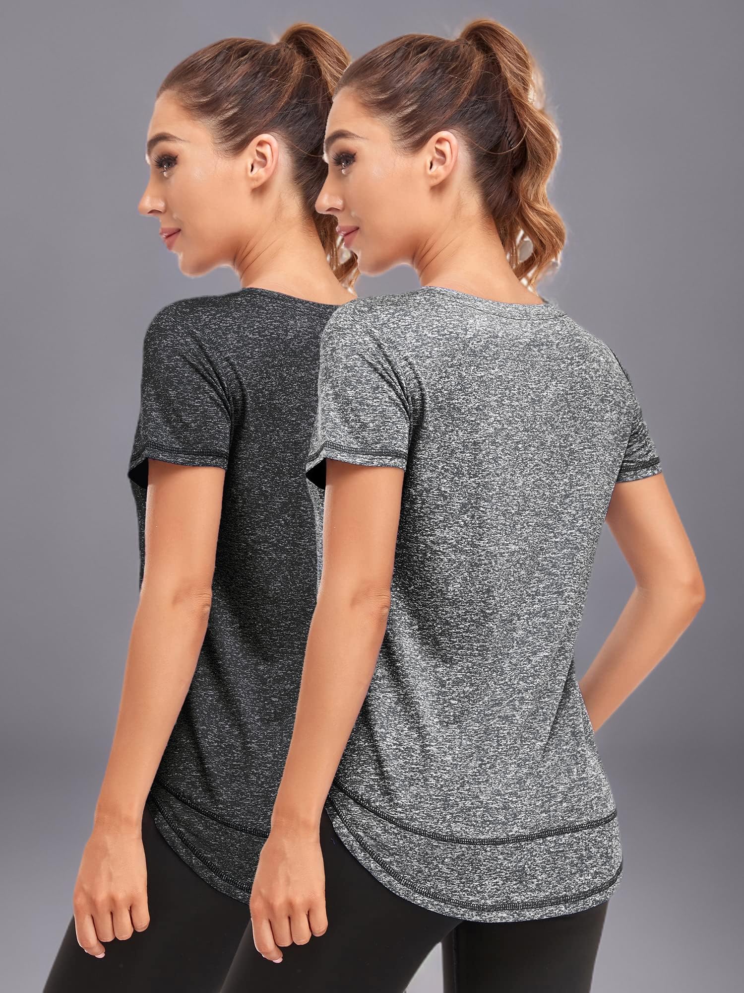 Camicie da allenamento a maniche corte da donna girocollo sport yoga corsa Dry Fit top con spacco laterale