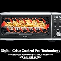Vista 15 de Ninja, Horno tostador, freidora de aire, termómetro, combo de freidora de aire para horno tostador, acero inoxidable, comidas rápidas, papas fritas