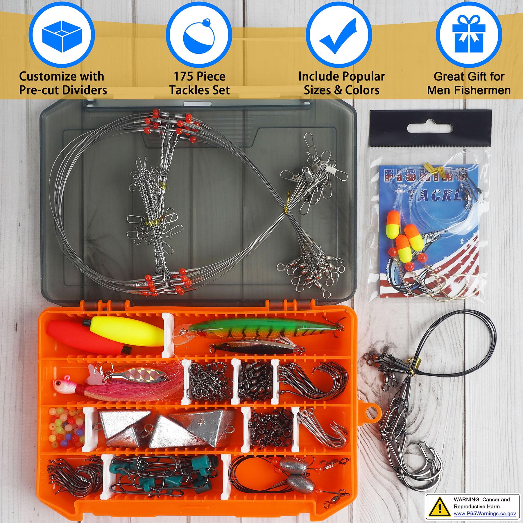 Saltwater Gear Surf Fishing Tackle Kit, Include Saltwater Lures, Pyramid Sinker Weights, Bucktail Jigs, Spoons, Leader Rigs, Catfish Hooks Swivels, Pier Ocean Sea Surf Fishing Freshwater Accessories : Sports &