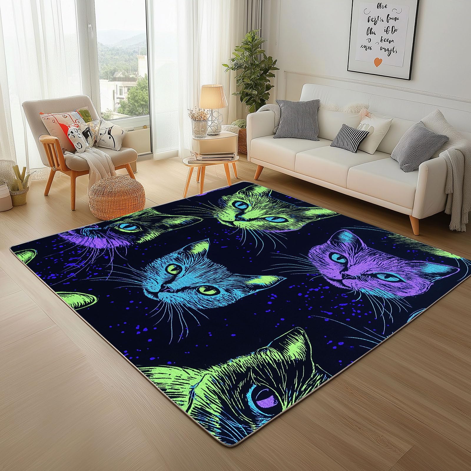 Tapis chat ne perd pas ses poils idéal pour un entretien facile dans le salon