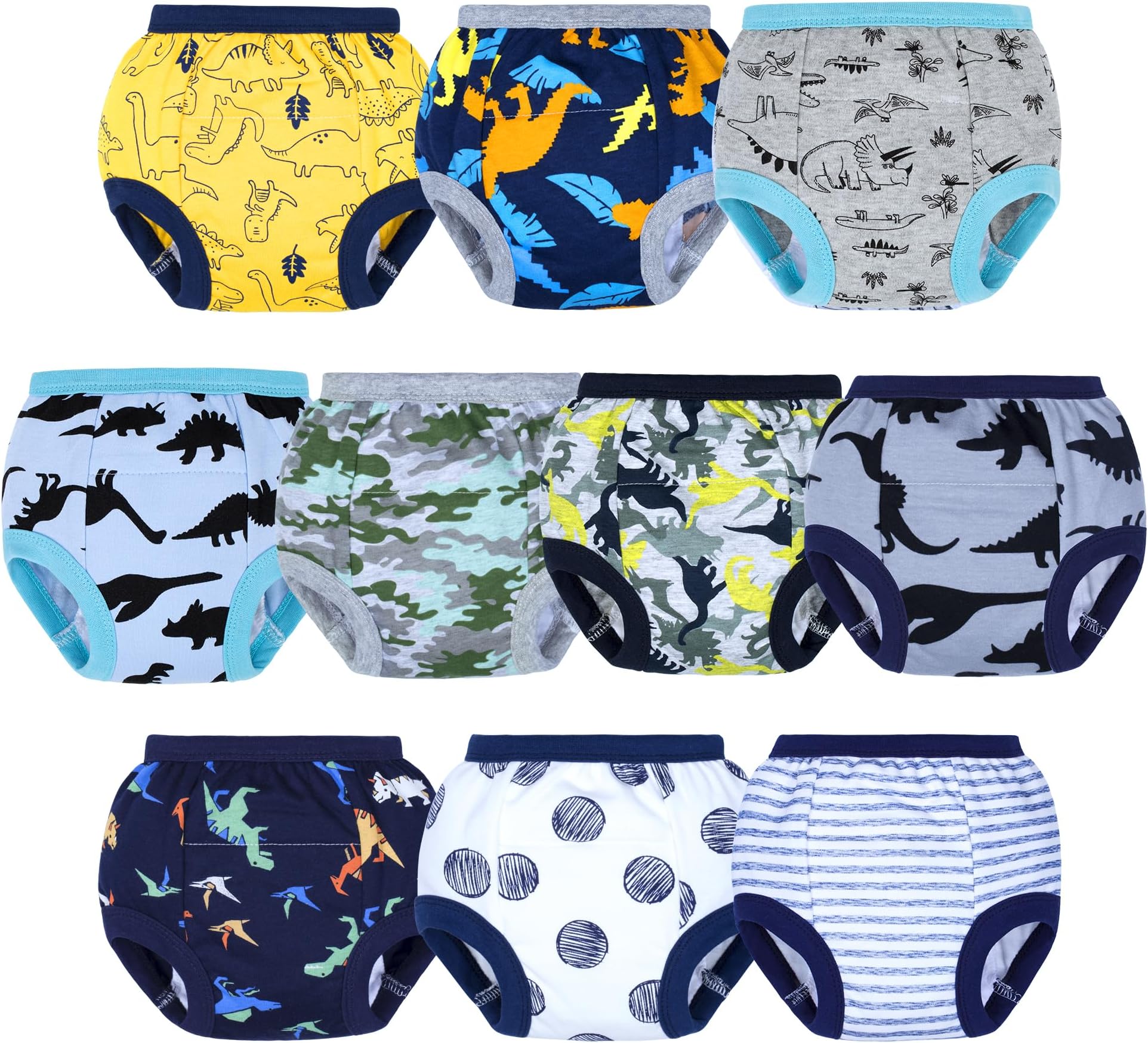 BIG ELEPHANT Toddler Potty Training Pants- 100% Cotton Unisex Baby Pee Underpants 10-Pack, 12M-4T