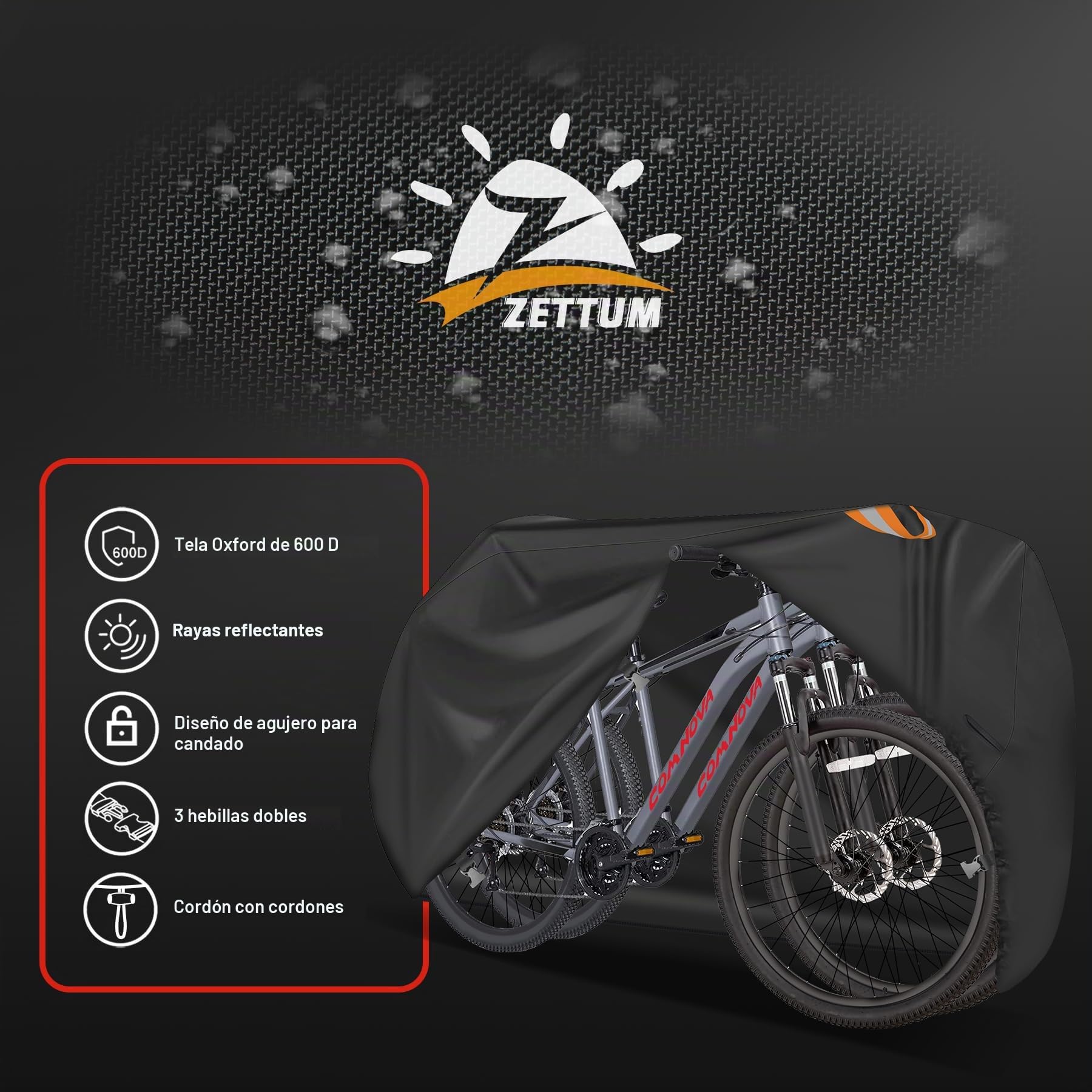 Zettum Funda de bicicleta para 2 bicicleta, Cubierta Protector para almacenamiento exterior, 600D Oxford Impermeable y resistente Funda de bicicleta con hebillas inteligentes resistentes al viento