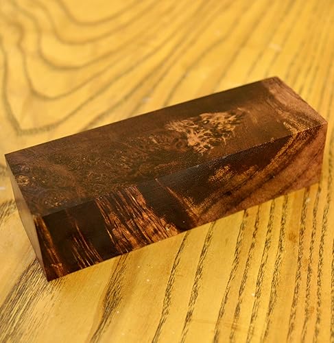 Miniatura 3 de Cuchillos estabilizados BURL de madera de bloque de madera que giran en blanco con mango y mango estabilizador de jugo de cactus (#307)