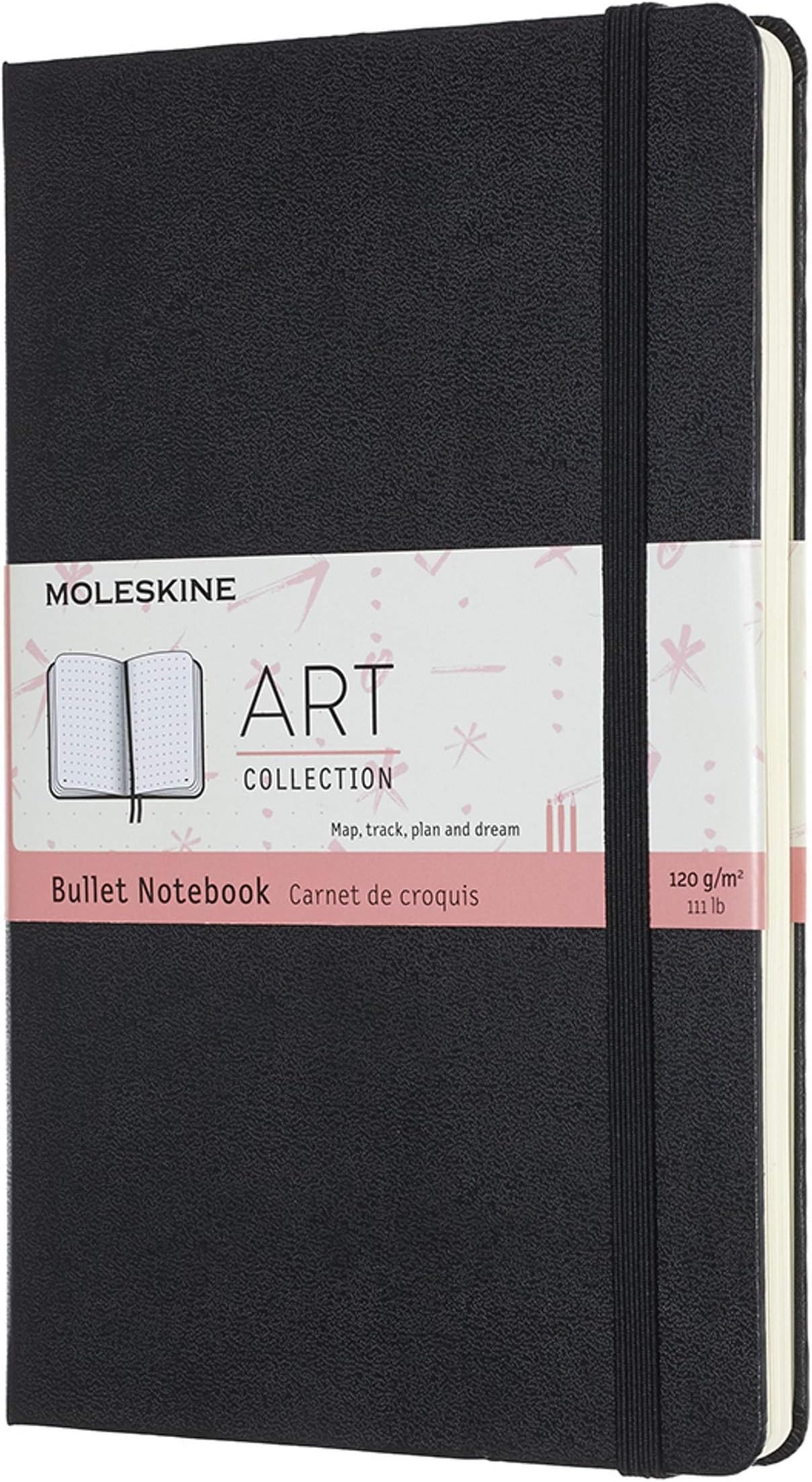 Moleskine Art Bullet Notebook, Hard Cover and Elastic Closure Journal, Colour Black, Size Large 13 x 21 A5, 160 Pages