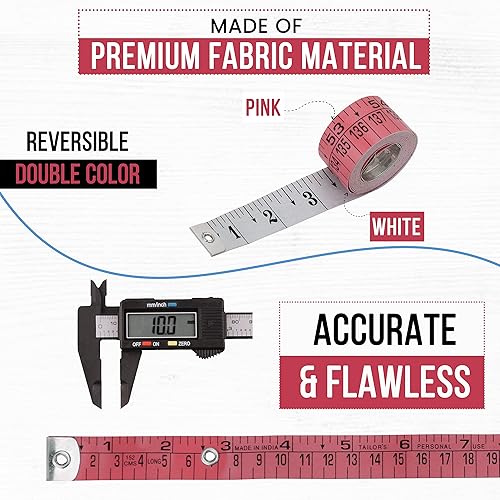 Miniatura 46 de RAAJSEE Cinta métrica flexible Cinta métrica precisa para el cuerpo, pérdida de peso y mediciones médicas, regla de costura de tela de doble
