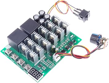 DC 12V 24V 36V 48V 10V-55V 60A 3000W PWM Motor Speed Controller Digital Display Brush DC Motor Controller With Forward Stop Reverse Switch Digital Speed Scale 0-100%