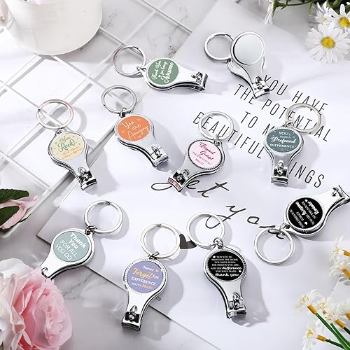 Vista 4 de Roshtia 30 piezas de llavero abridor de botellas inspirador cortauñas con citas motivacionales para agradecimiento, regalo de agradecimiento