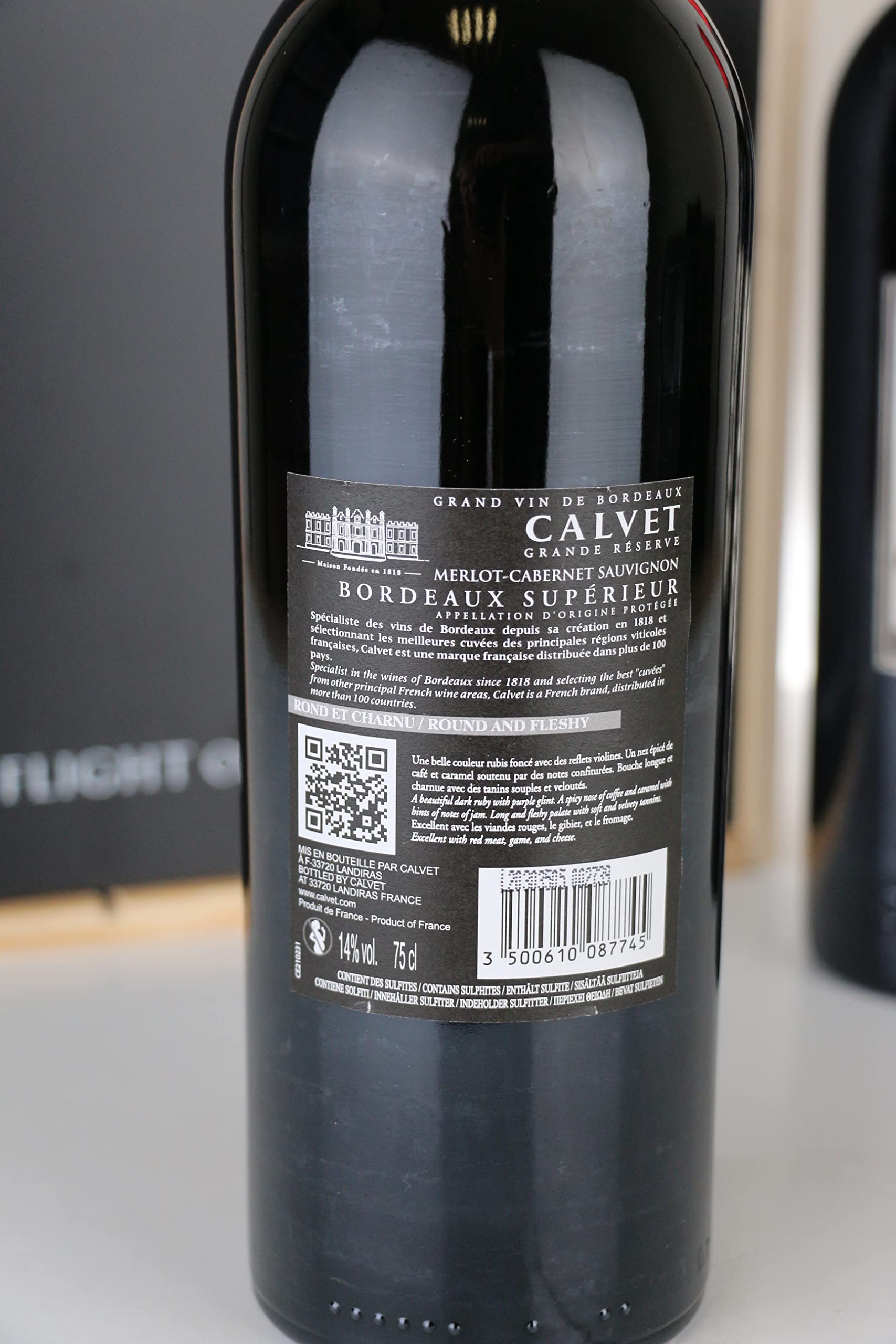 Calvet - Coffret cadeau de 3 bouteilles de vin rouge Grande Réserve, Bordeaux Supérieur en caisse bois (3 x 0.75 L)