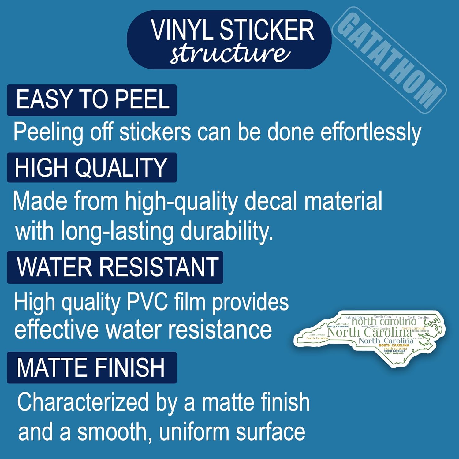 (3PCS) North Carolina State Map Sticker – North Carolina Word Art Decal | Waterproof US State Outline Vinyl Stickers for Water Bottles, Laptops, Scrapbooking, Travel Gift, Local Pride | 3" x 1.1" - Image 6