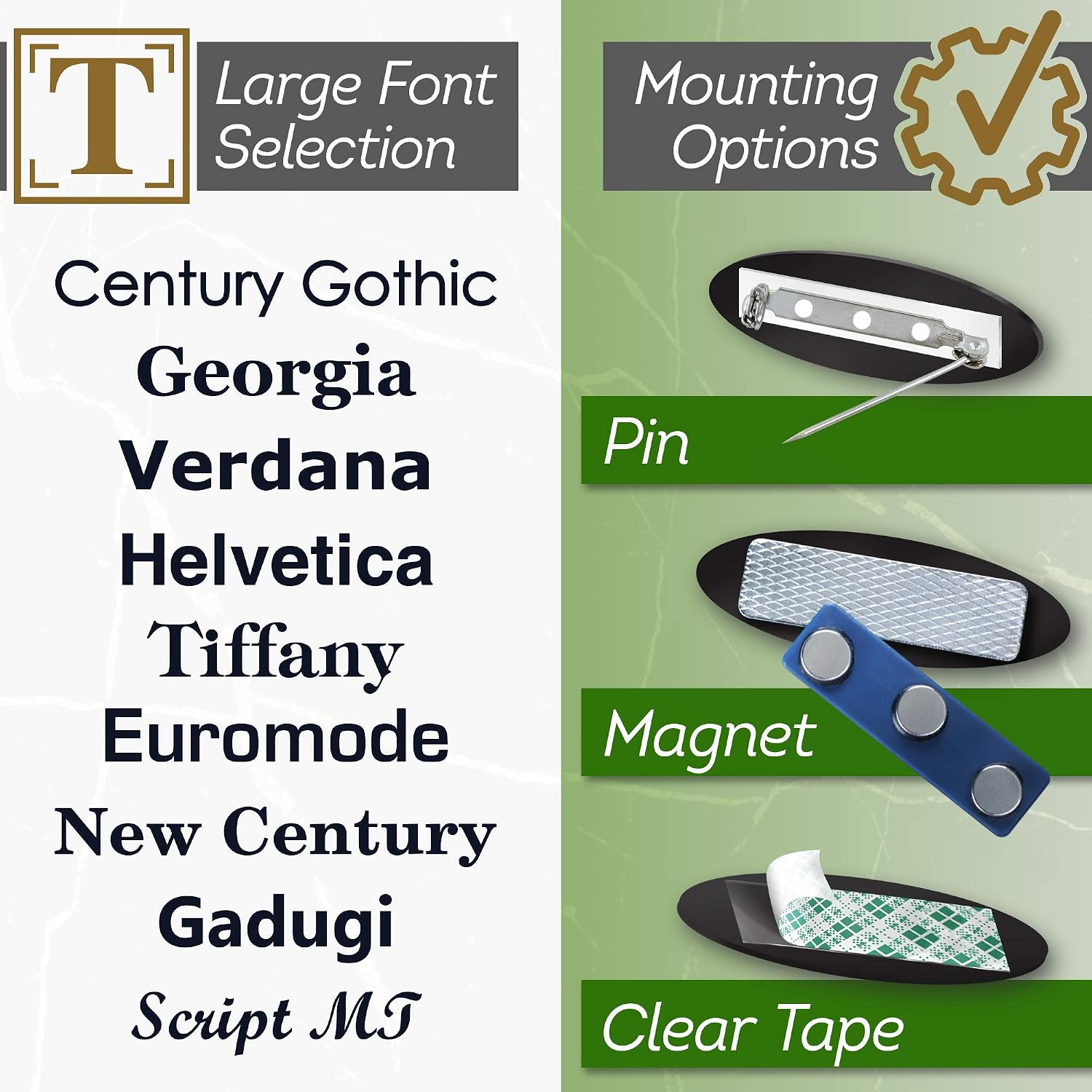 Name Tags for Clothes, Custom Name Badge, Personalized with Magnetic Or Pin Backing - 18 Colors - Made by My Sign Center, USA (Classic Oval) (1" x 3")