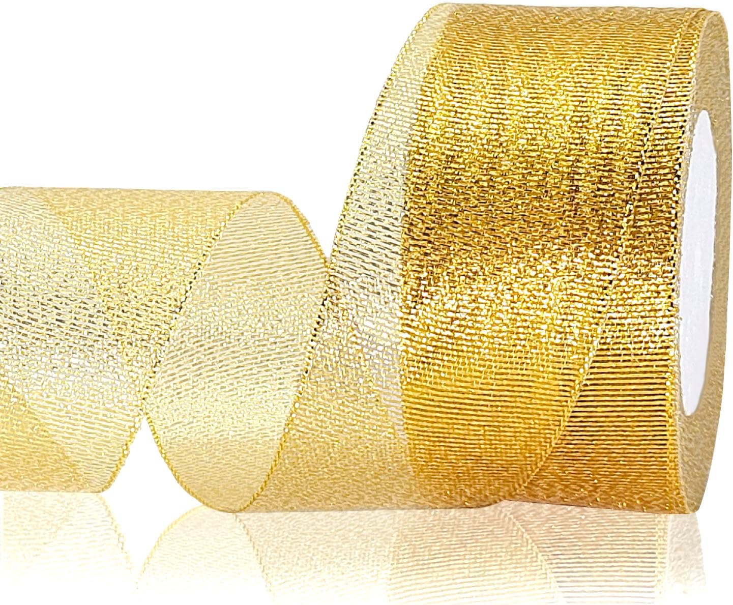 Amazon.com: OZXCHIXU 2 Inches Wide Gold Glitter Ribbon, 25Yards Sparkly ...