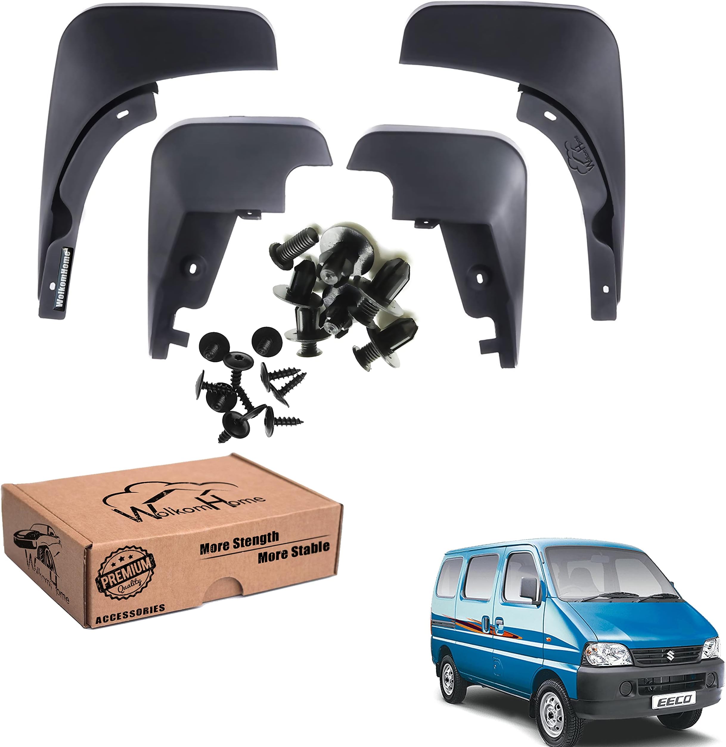 WolkomHome Mud Flap Compatible with Eeco 2015 to 2023 - Durable Splash Guards for Car Exterior Protection