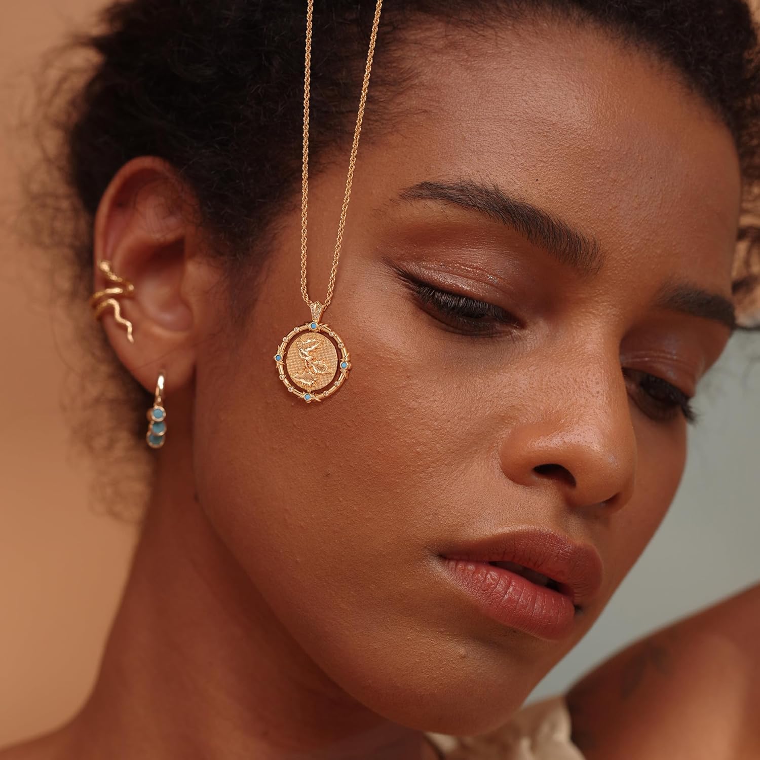 Fettero Gold Necklace for Women Birth Flower Necklace with Birthstone 14K Gold Plated Dainty Rotating Coin Pendant Necklace Personalized Birth Month Jewelry for Birthday Mother's Day Gift 12 Month - Image 4