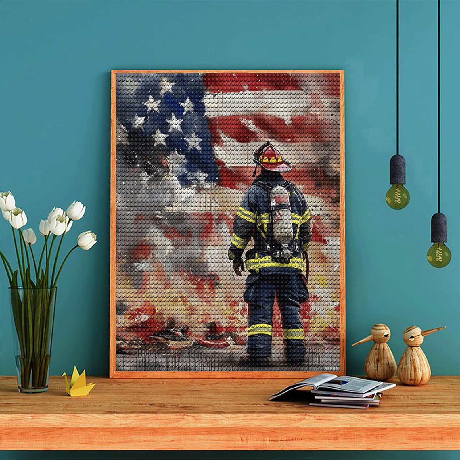 Amazon.com: AKPHN US Flags Firefighter Diamond Art Painting Kit
