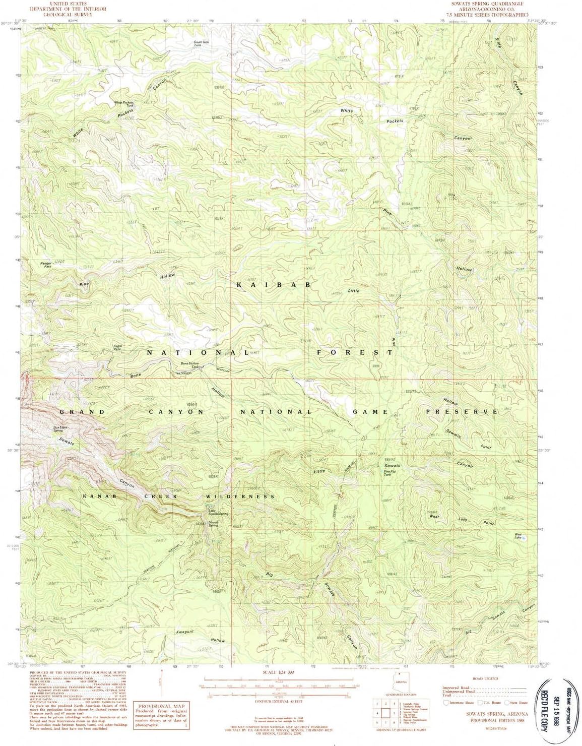 Sowats Spring AZ topo map, 1:24000 Scale, 7.5 X 7.5 Minute, Historical, 1988, Updated 1988, 26.9 x 22 in