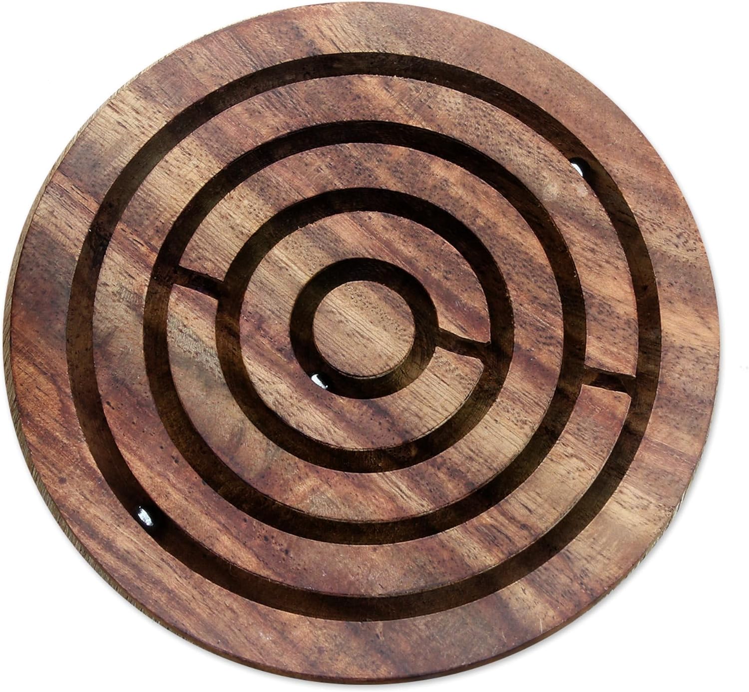 NOVICA Artisan Handcrafted Wood Maze Game Acacia from India Brown Chess Sets Games [0.6in H x 3.9in Diam.] ' Smooth Operator'