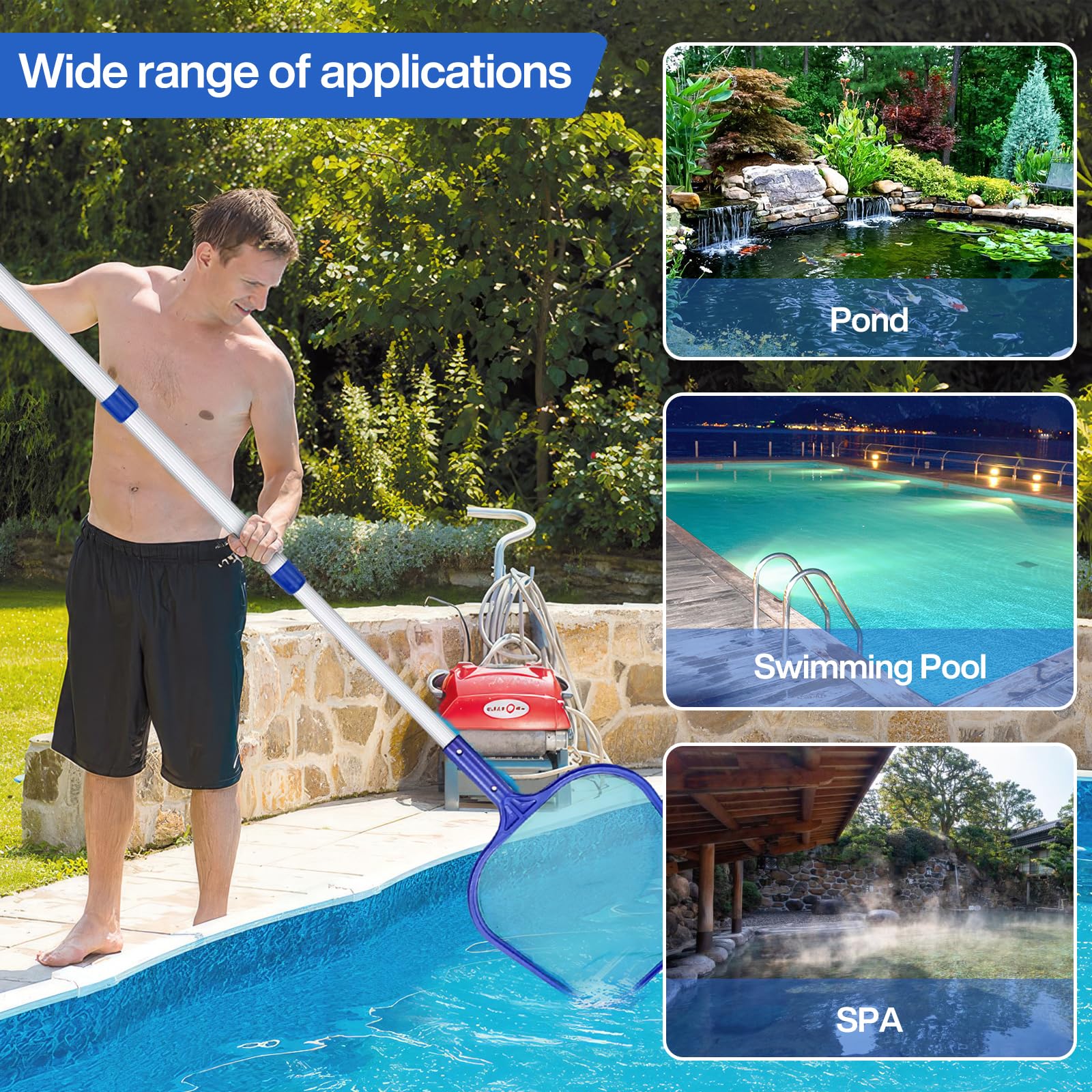 épuisettes De Surface Pour Piscine,Filets De Fond De Piscine Avec