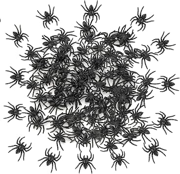 Plastic Spiders Halloween Decorations, 100PCS Realistic Halloween Spider, Black Fake Spiders, Mini Small Spider Educational Learning Halloweens Prank Props for Halloweens Party Decorations Supplies
