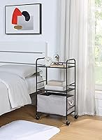 Vista 4 de SunnyPoint Carrito utilitario con ruedas de 3 niveles, organizador de almacenamiento de metal con ruedas, carrito de cocina móvil, organizador