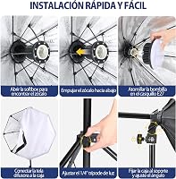 Potaeco Stúdió Világítás Szett 2db Oktogon Softbox LED 150W Távirányítóval Állítható Állvánnyal Fotózáshoz Videózáshoz 7