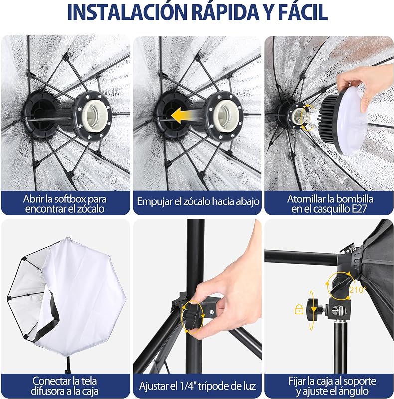 Potaeco Stúdió Világítás Szett 2db Oktogon Softbox LED 150W Távirányítóval Állítható Állvánnyal Fotózáshoz Videózáshoz