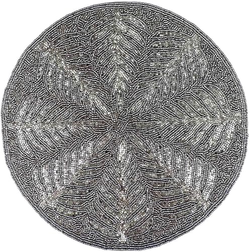 Vista 6 de Trunkin - Manteles individuales bordados de tela y vidrio natural de 14 pulgadas, color negro, 2 piezas, manteles individuales para mesa de comedor