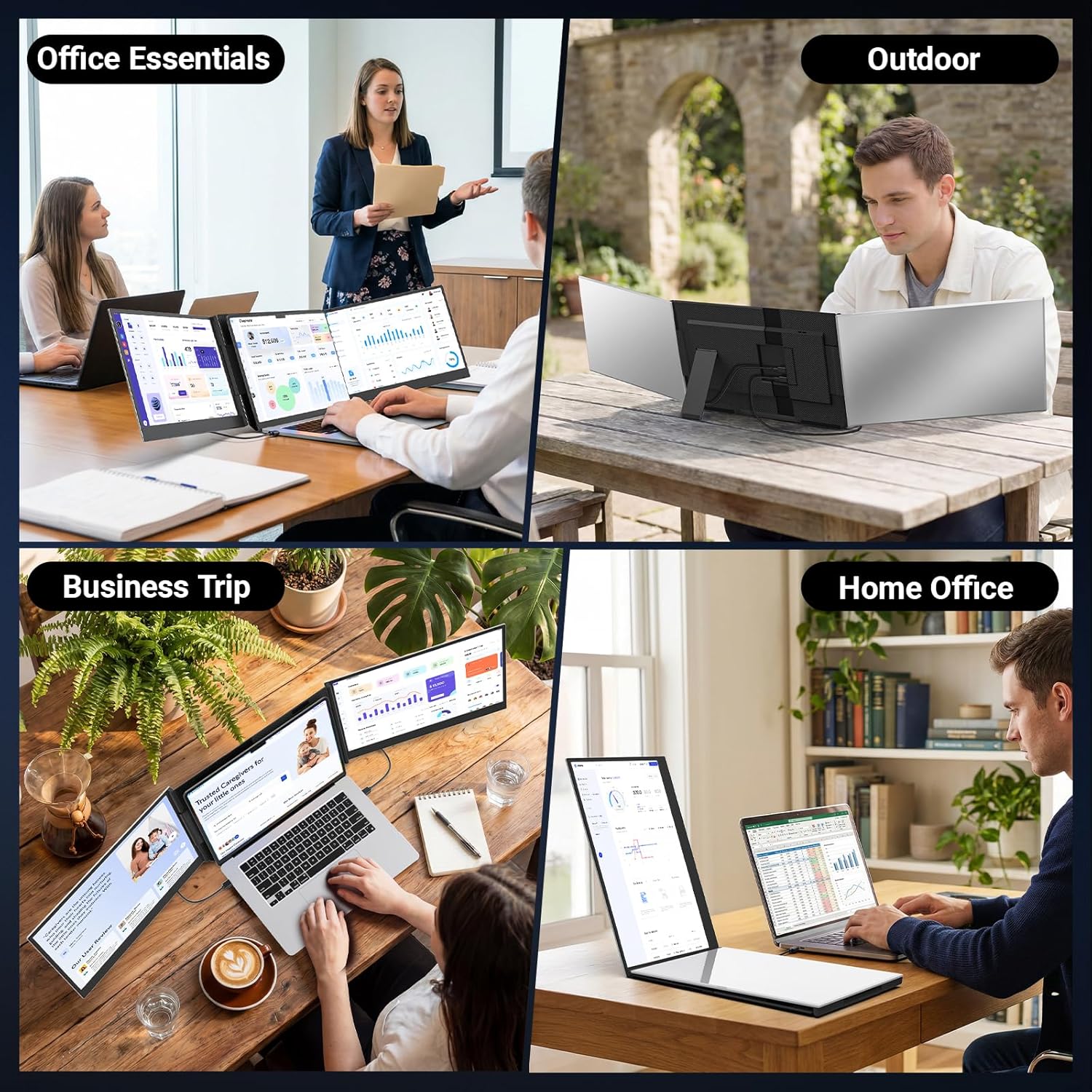 15.6" Laptop Screen Extender, 1080P FHD Triple Portable Monitor for Laptops, Ultra-Slim Travel Dual Monitor Fit for 13-17.3" Laptops, USB-C Plug&Play Extended Screen Compatible with Win/Mac/Android 7 81f3NKfijCL. AC SL1500