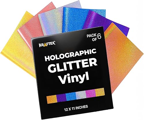 Vinilo permanente con purpurina para Cricut 8 unidades 12 x 11 pulgadas hojas adhesivas de vinilo holográfico brillante para Oracle 651 con efecto