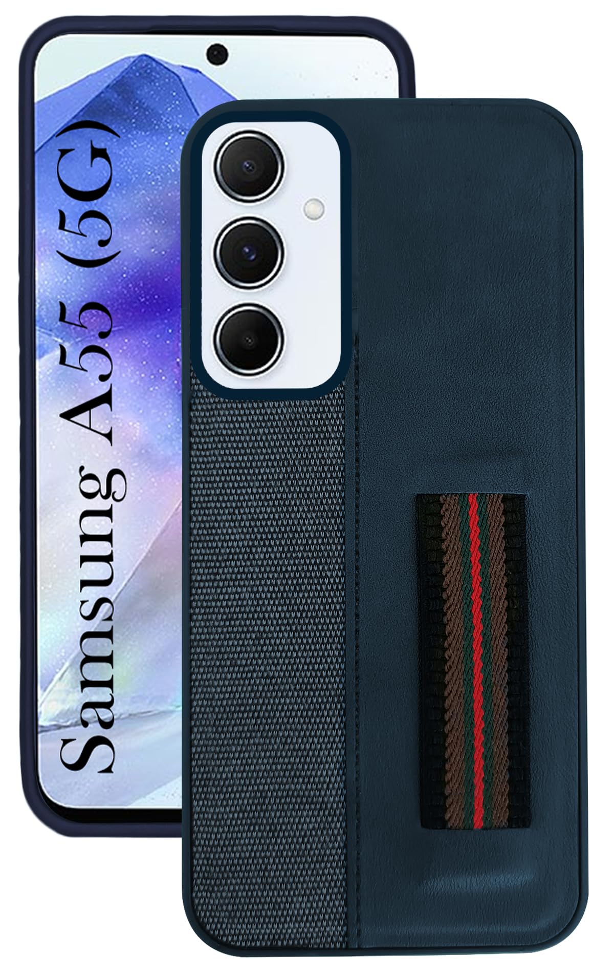 Jkobi Back Cover Case for Samsung Galaxy A55 5G (Professional PU Leather | Strip Chain Holder Socket | Blue) (B0D37HQXNB) Amazon Price History, Amazon Price Tracker