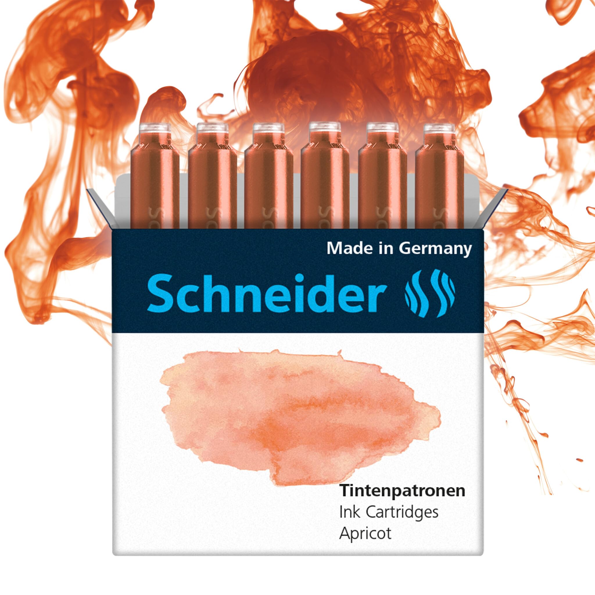 Schneider Pastel Ink Cartridges (Standard Cartridges for Fountain Pen) Apricot Pack of 6