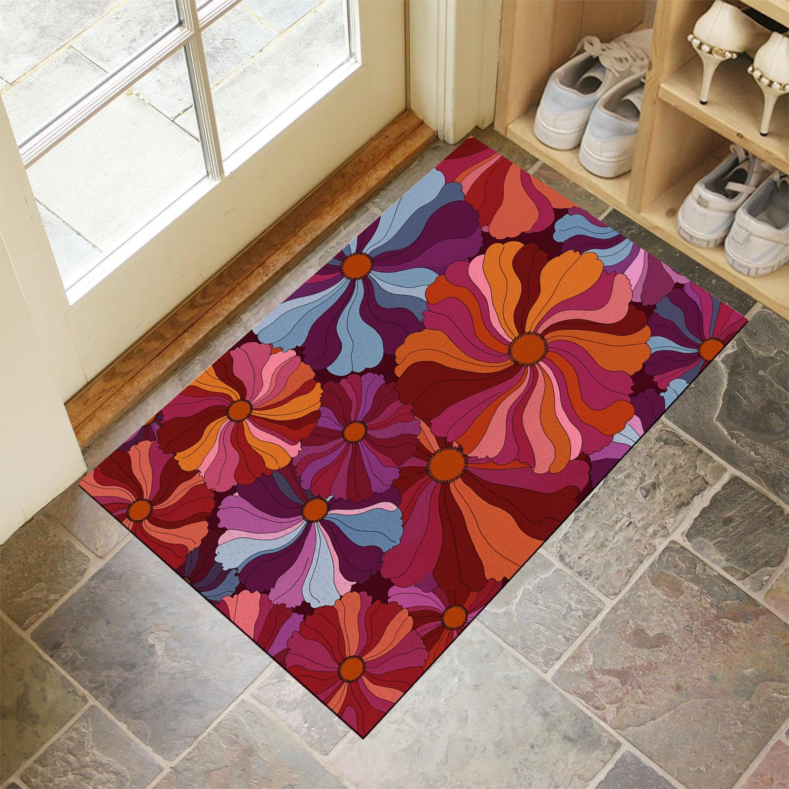 Paillasson Tourbillon de Fleurs tapis entrée lavable fini les glissades
