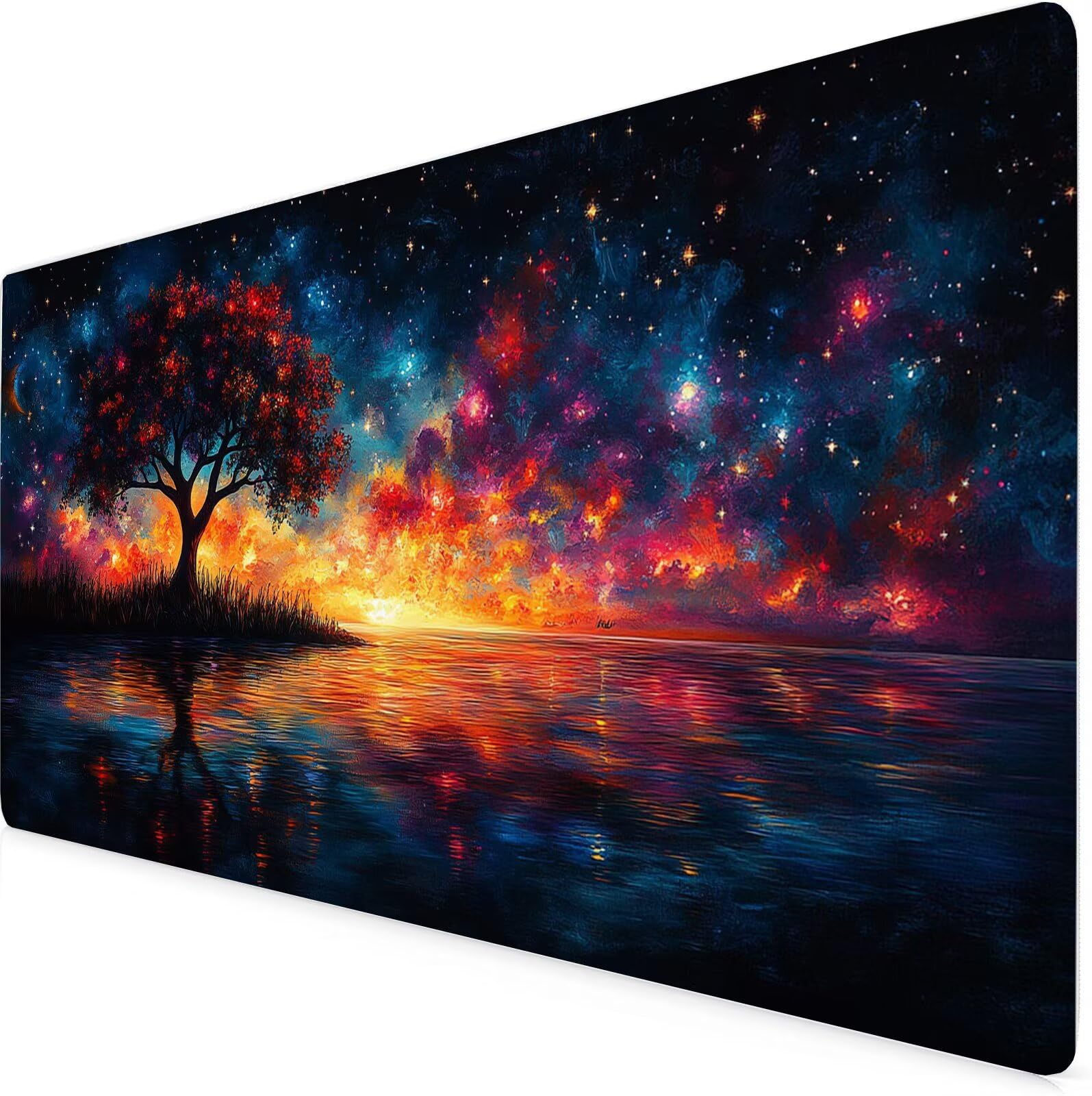 Podkładka pod mysz, gwiaździste niebo, podkładka pod mysz, XXL, 1200 x 600 x 3 mm, antypoślizgowa gumowa podstawa, odporna na zachlapanie wodą, trwała, podkładka pod mysz z poduszką żelową, podkładka