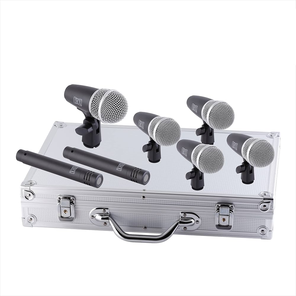 MX 7‑Piece Drum Mic Kit – Dynamic Drumset Microphones with Clips