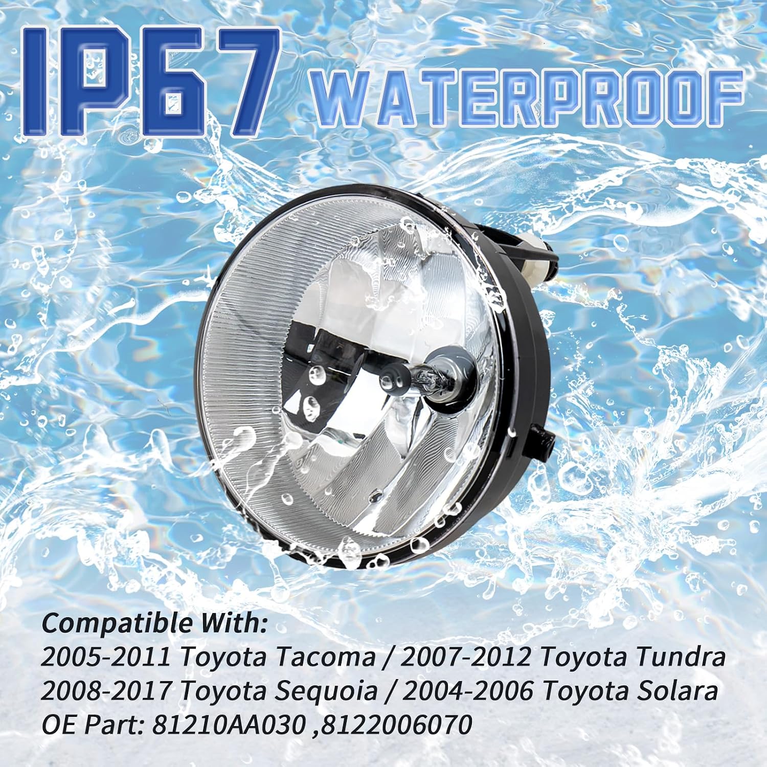 VPIMOZO Fog Lights Compatible with 2005 2006 2007 2008 2009 2010 2011 Toyota Tacoma 2007-2012 Tundra 2008-2017 Sequoia 2004-2006 Solara fog light kir Clear Lens Halogen W/H10 12V Bulb