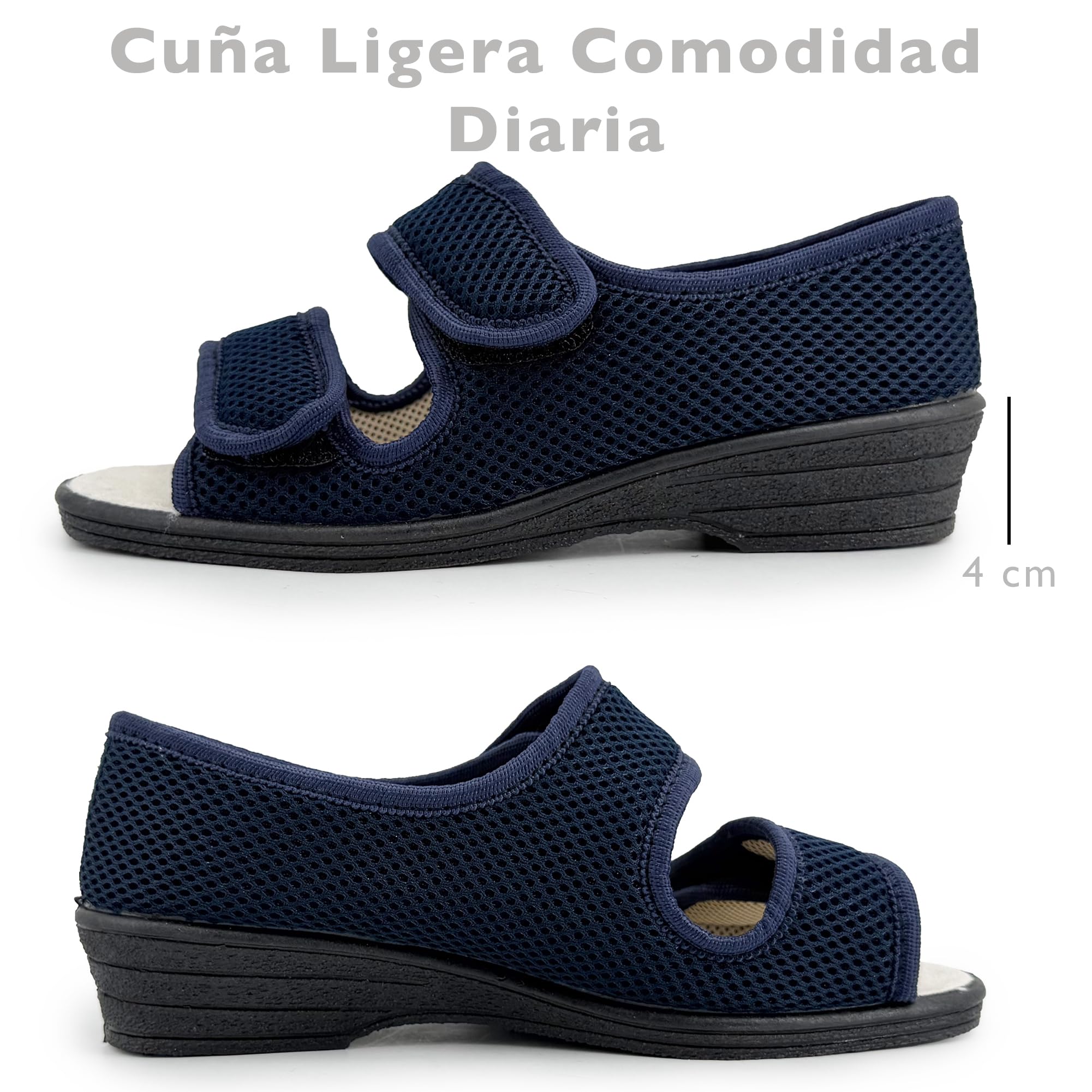 JOMIX Zapatillas Casa Mujer Verano Abiertas con Cierre Ajustable Cómodas Ajustables para Casa Uso Diario Ligeras Frescas para Pies Delicados