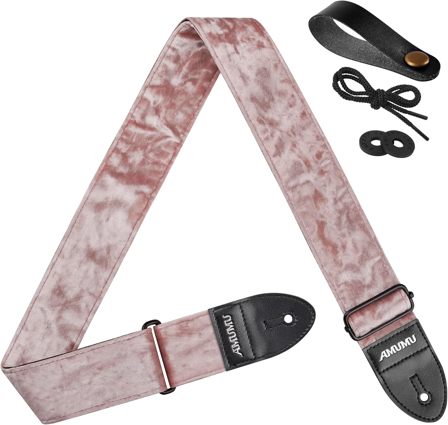 Amumu Flocked Velvet Guitar Strap - Guitar Accessories - Bass strap, Electric Guitar Strap, Acoustic Guitar Strap, Shell Powder