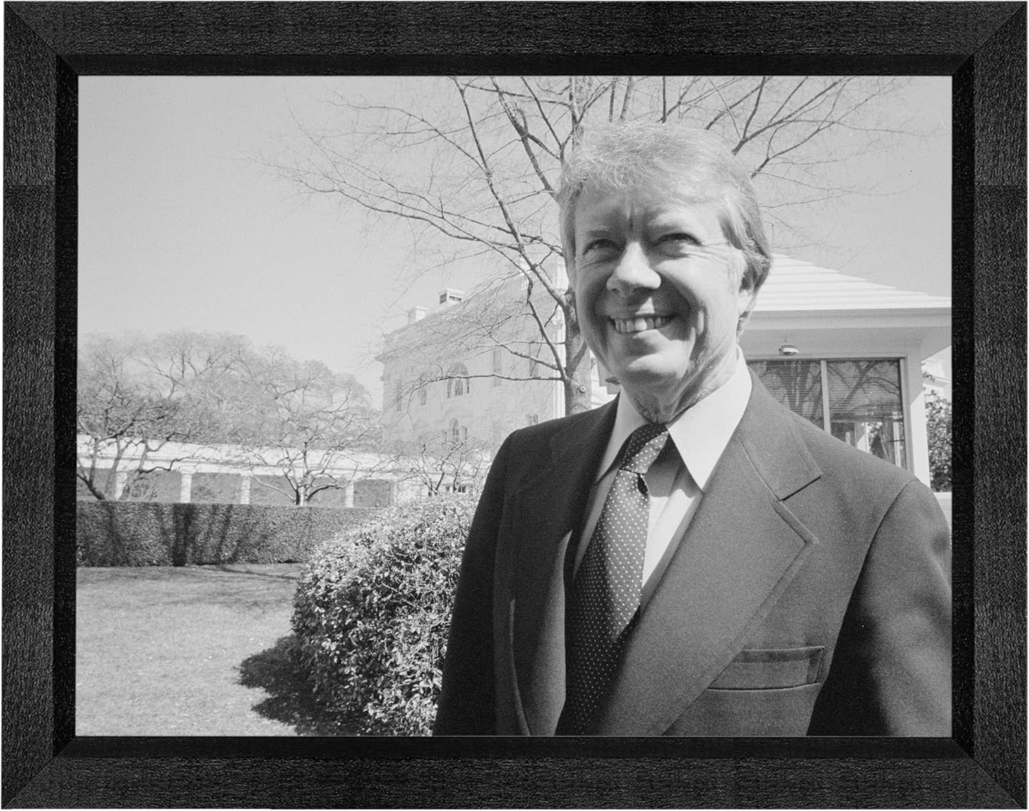Jimmy Carter Photograph in a Black Beveled Frame - Historical Artwork from 1977 - US President Portrait - (8" x 10") - Matte