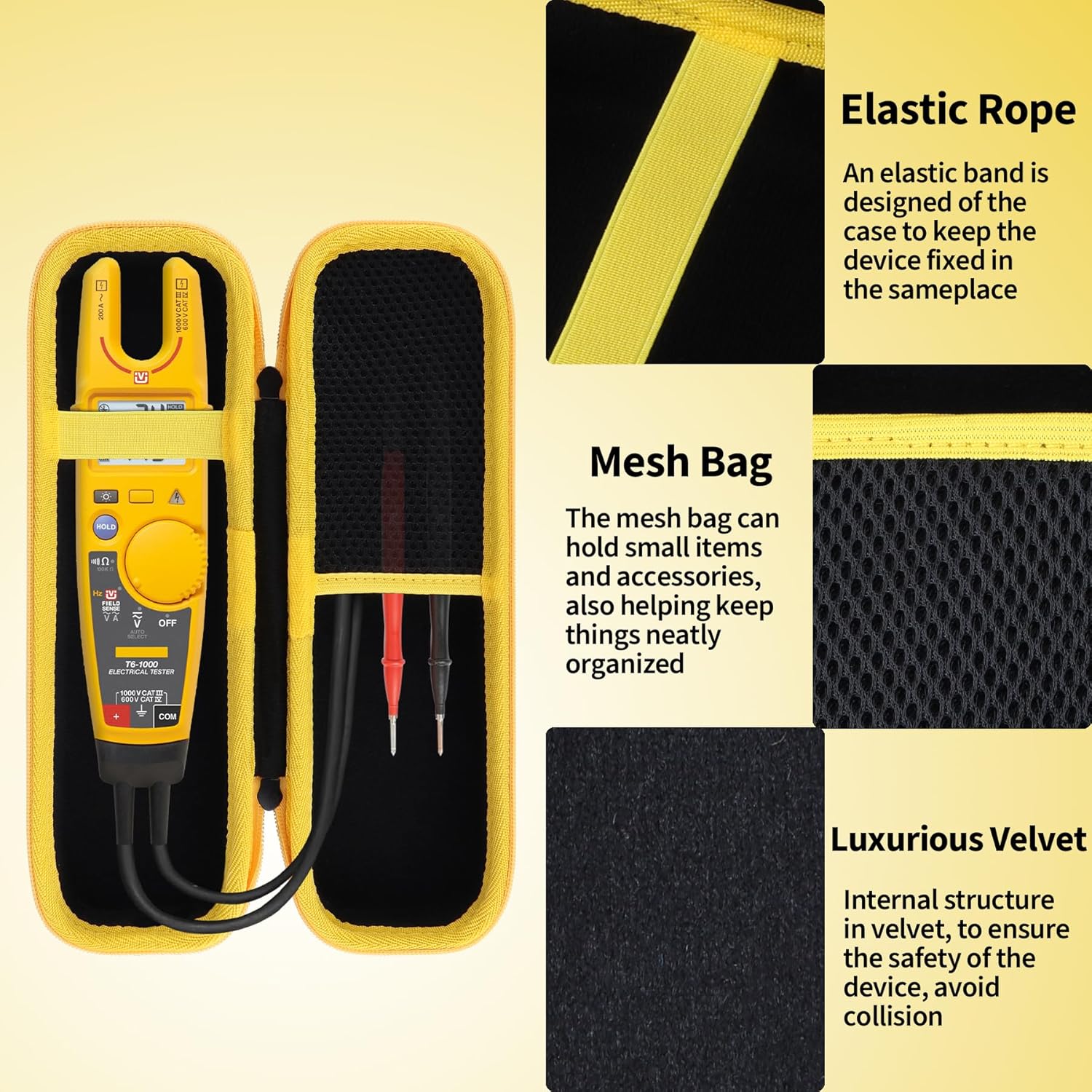Storage Case Compatible with Fluke T5-600 / T5-1000 / T6-600 / T6-1000 Electrical Voltage, Continuity and Current Tester - Image 4