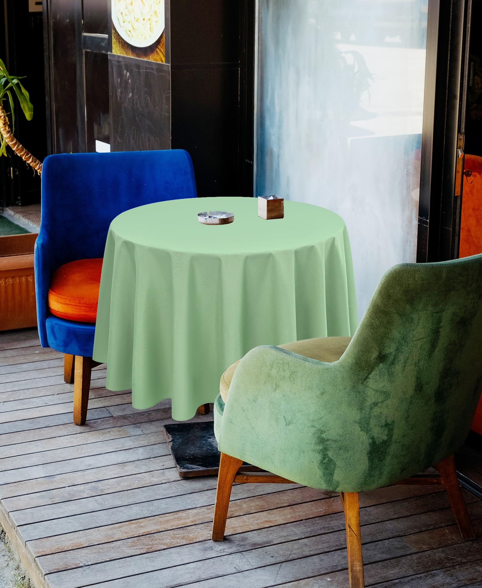 Nappes Rondes FOLINS&HOME - Lot De 2 Vert Sauge 177cm Imperméables