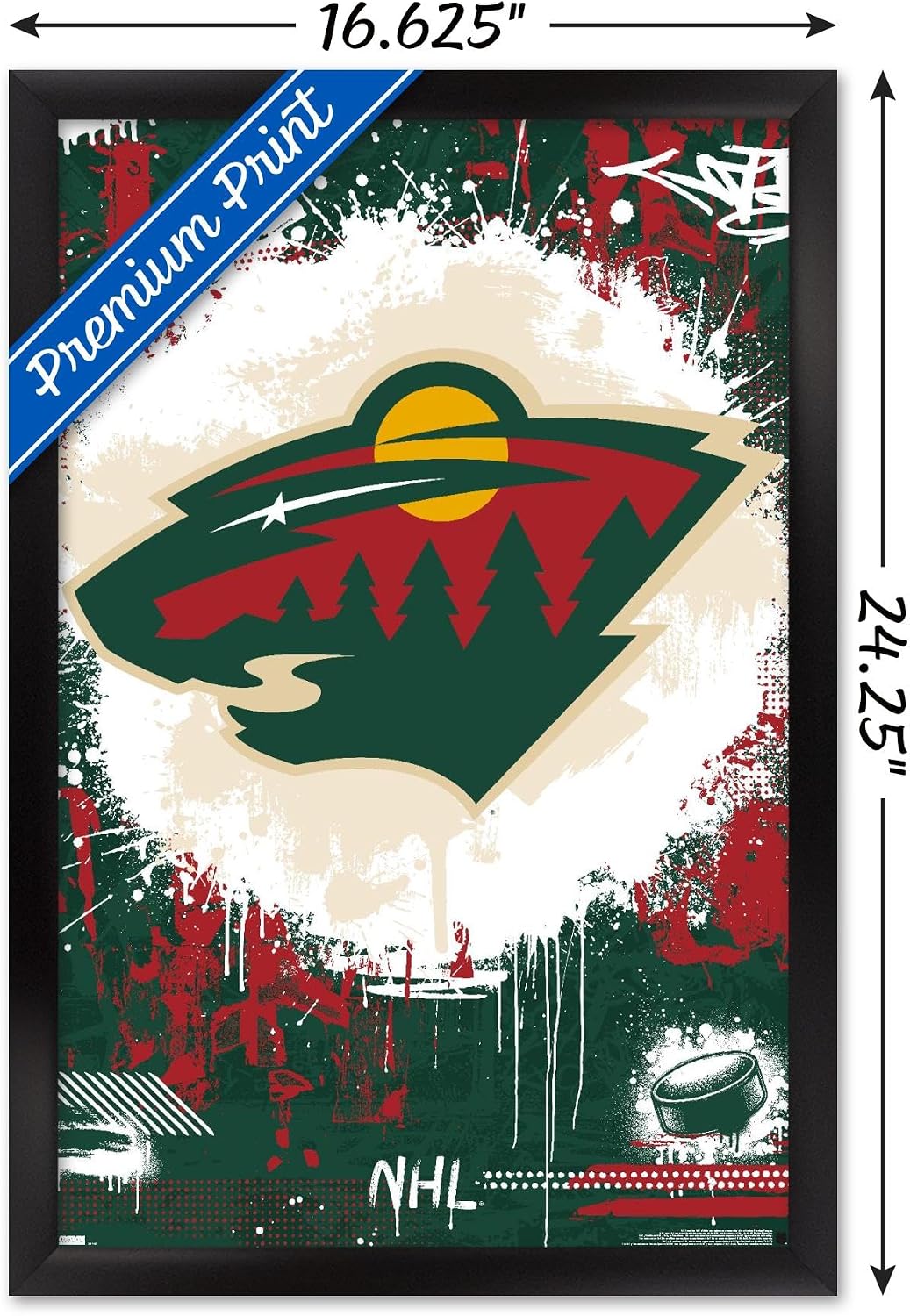 Trends International NHL Minnesota Wild - Maximalist Logo 23 Wall Poster, 22.4L x 14.7W, Black Framed Version