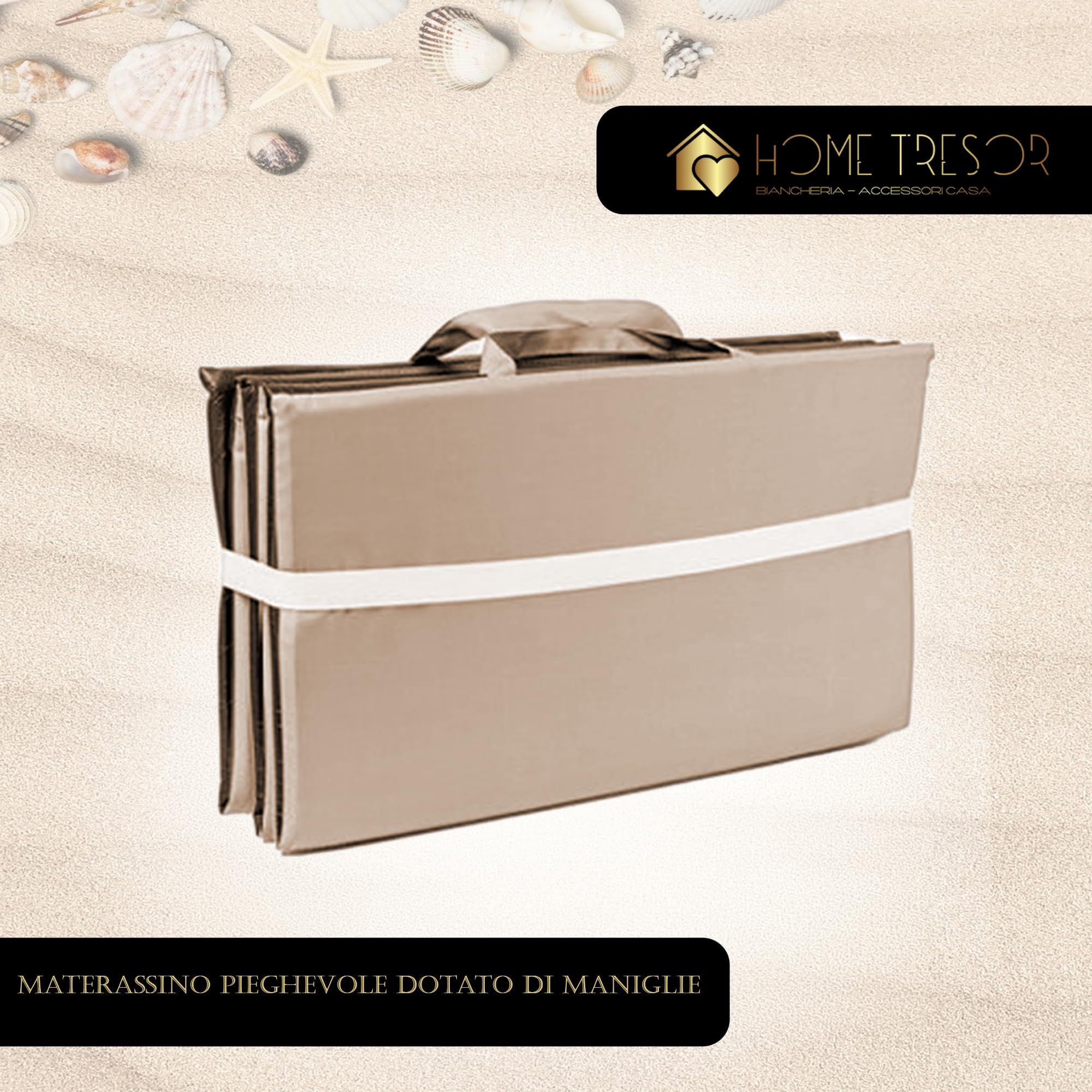 Home Tresor Cuscino Materassino per Sdraio Lettino Prendisole Spiaggia Giardino Imbottito Pieghevole da Esterno con 2 Maniglie Resistente alla SABBIA e all'Acqua IMPERMEABILE Antiumidità - Dove