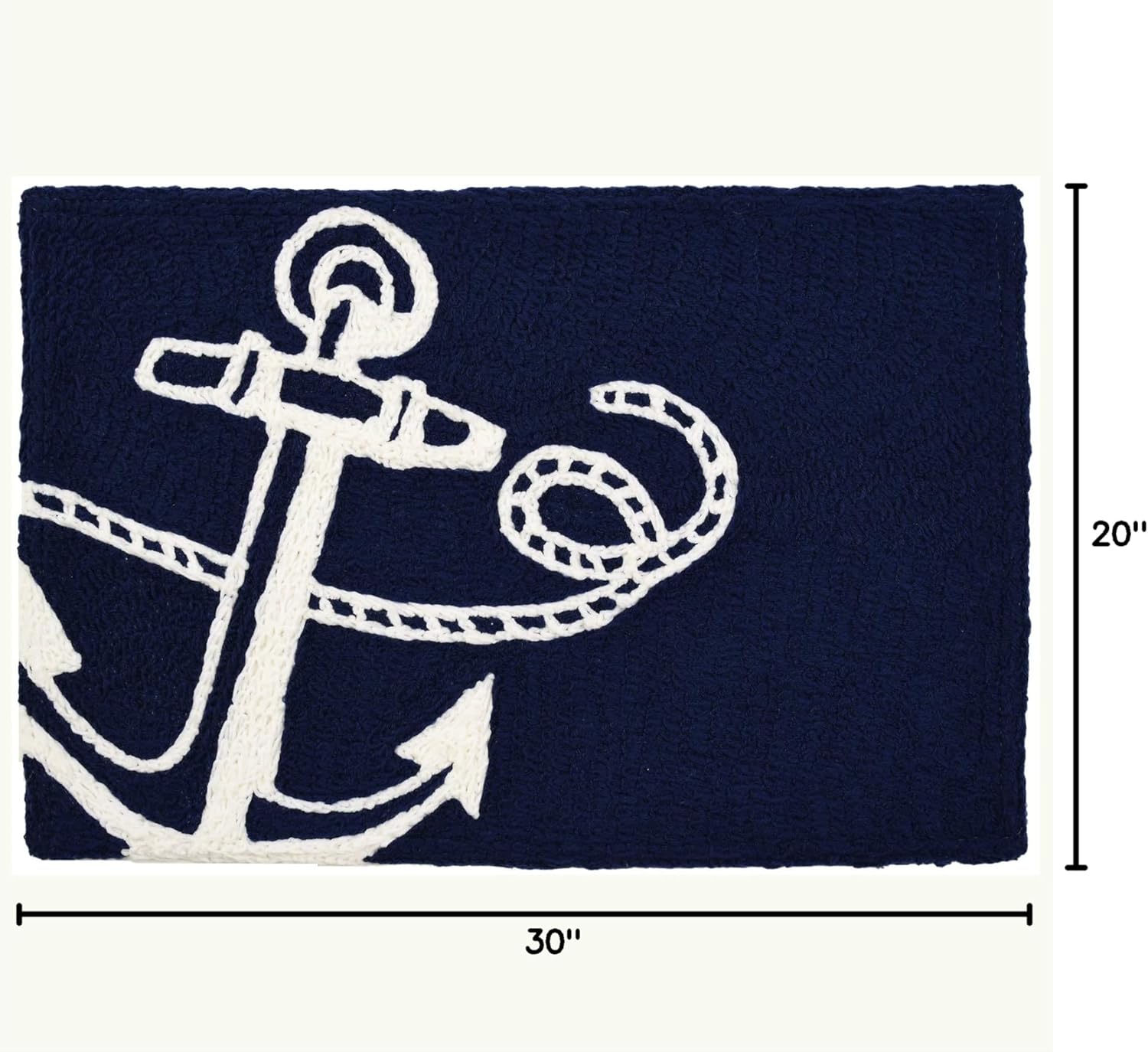 Jellybean Modern Indoor/Outdoor Mat Home Comfort Rugs 20" X 30" Rectangle Navy Anchor