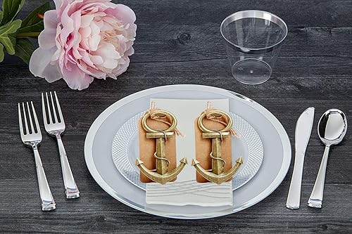 Miniatura 2 de 30 piezas de abrebotellas de ancla de bronce náutico con tarjeta de escolta y bolsas transparentes para recuerdos de boda, baby shower, regalos de