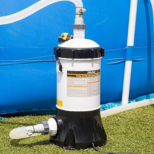 XtremepowerUS 75204 Medidor de presión sobre el suelo, sistema de filtro de cartucho de piscina blanconegro con bomba incorporada