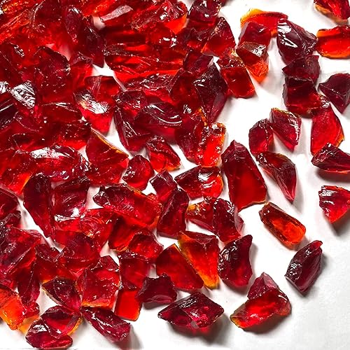 Miniatura 2 de Roca de cristal rojo de 2 libras, 0.394-0.787 in, vidrio rojo oscuro Borken Irregular para manualidades decorativas, fogata de propano