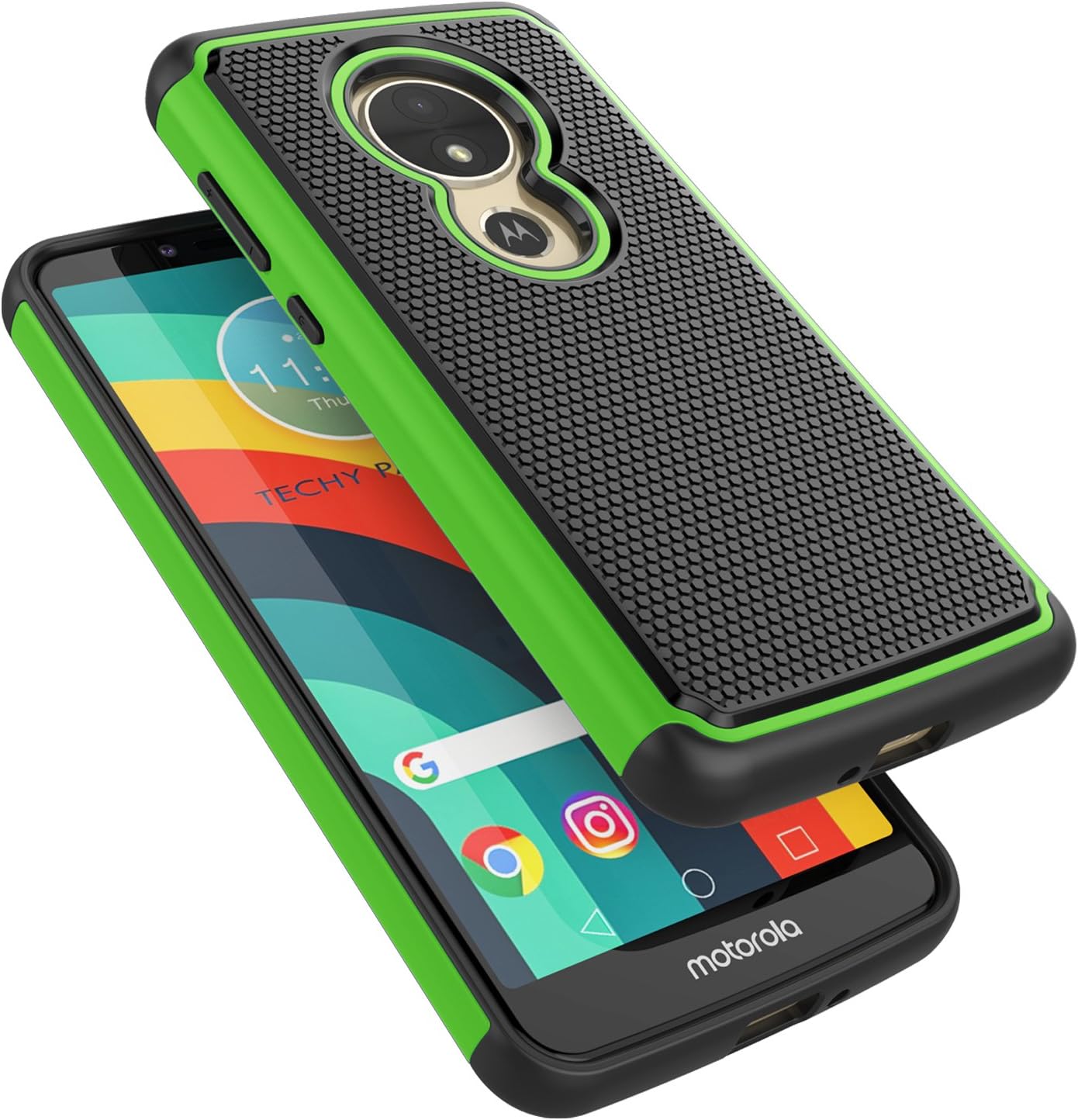 Tekcoo for Moto E5 Play Case,Motorola Moto E5 GO/Moto E5 Cruise Cute Case, [Tmajor] Shock Absorbing [Green] Hybrid Rubber Silicone & Plastic Scratch Resistant Bumper Grip Sturdy Hard Cases Cover